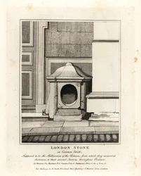 London Stone in der Cannon Street, angeblich der Meilenstein oder Milliarium der Römer