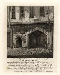Die Ruinen der Südlichen Tore von Dukes Place, gebaut von Sir Thomas Audley (1488-1544) in der Nähe von Aldgate