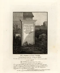 Grab des königlichen Graveurs William Woollett, gestorben 1735, auf dem Kirchhof von St. Pancras, Middlesex