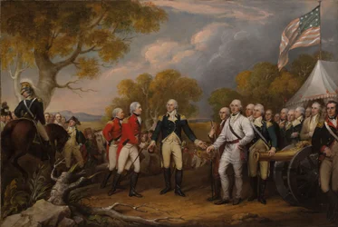 Die Kapitulation von General Burgoyne bei Saratoga, Oktober 16, 1777