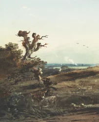 Zwei Esel in einer Landschaft