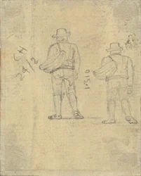 Zwei Studien einer Figur mit einem Korb (verso)