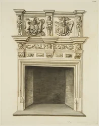 Kamin im ehemaligen Wohnsitz von Sir John Knight, Temple Street