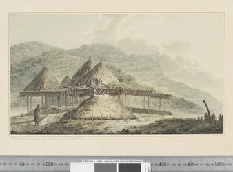 F.42 Sommer- und Winterbehausungen in Kamschatka, um 1783-84 (Aquarell)