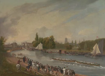 Ein Bootsrennen auf dem Fluss Isis, Oxford, 1822