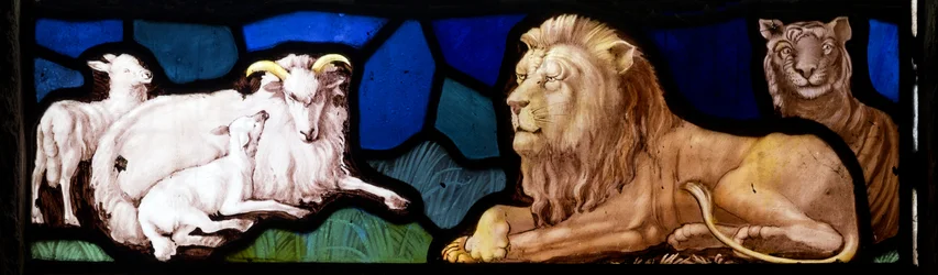 Lämmer und Löwen, Te Deum, Ostfenster, ca. 1888