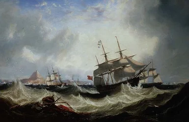 Schiffe vor Gibraltar bei schwerer See