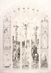 Ostfenster in St Margaret, Westminster, Darstellung der Kreuzigung, London, 1787