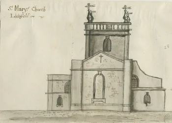 Lichfield - St. Marienkirche: Sepia-Waschzeichnung, undatiert [1784]