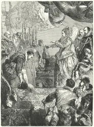 Sir Francis Drake erhält seinen Ritterschlag von Königin Elizabeth I., 1581