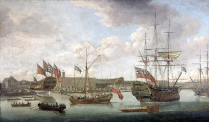 Start im Deptford Dockyard, ca. 1750