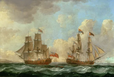 Der Wanderfalke in zwei Positionen vor der Küste, 1766