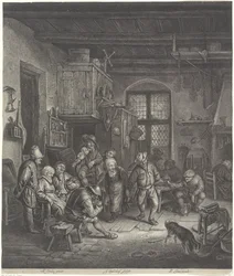 Bauerninterieur mit tanzendem Paar