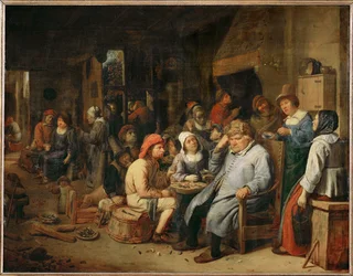 Eine Gesellschaft von Bauern in einer Taverne