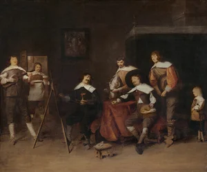Ein Künstler malt das Porträt eines jungen Lords in Antwerpen