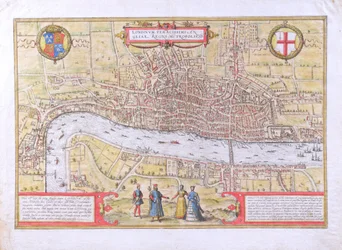 Karte von London, aus Civitates Orbis Terrarum, von Georg Braun und Frans Hogenburg, ca. 1572