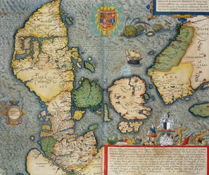 Karte von Nordeuropa, aus „Civitates Orbis Terrarum“ von Georg Braun (1541-1622) und Frans Hogenberg (1535-90), ca. 1572-1617