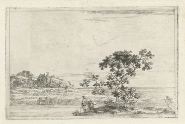 Landschaft mit Figuren bei einem Baum