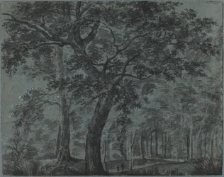 Wald bei Nacht mit Reisenden