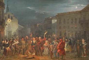 Die Nacht der Heiligen Drei Könige an der Puerta del Sol, Madrid