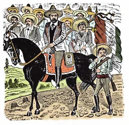 Die Mexikanische Revolution (1910-1920): Porträt von Francisco Indalecio Madero (1873-1913), mexikanischer Revolutionär. Xylographie von Jose Guadalupe Posada (1852-1913)