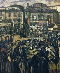 GUTIERREZ SOLANA, Jose (1886-1945). El cartel del crimen (Der blinde Musiker). ca. 1920. Private Sammlung