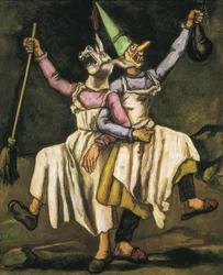 GUTIERREZ SOLANA, Jose (1886-1945). Masken tanzen Arm in Arm. 1938. Öl auf Leinwand. SPANIEN. MADRID (AUTONOME GEMEINSCHAFT). Madrid. Mapfre Vida Kulturstiftung