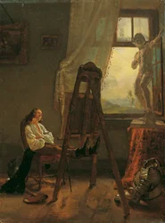 Der eingeschlafene Maler im Atelier