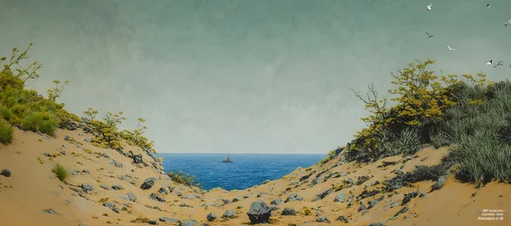 JJM rekreiert Friedrich-C-D: Blick durch eine Ufersenke (Panorama)