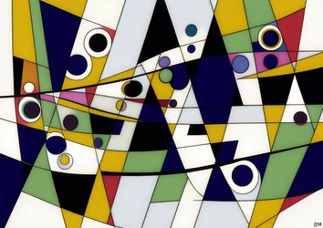 Abstrakt: Auf Weiß-Kreise+Schaukeln 9