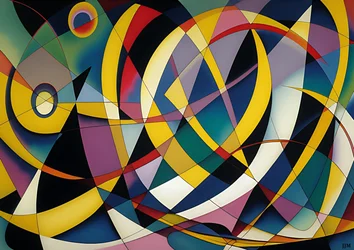 Abstrakt: Silber-Gelbe Kurve 7