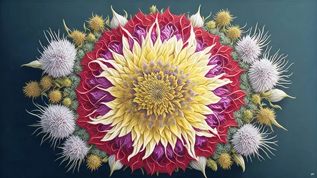 Mandala: Distel mit Blüten-Elemente_01