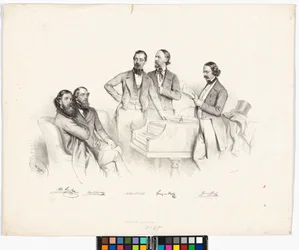 Gruppenporträt: Anton Storch, Carl Binder, Anton Emil Titl, Franz von Suppé, Heinrich Proch