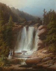 Wasserfall des Mumlava-Flusses im Riesengebirge, 1850-53