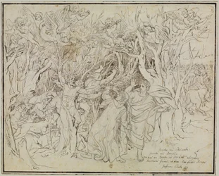 Dante und Virgil im Wald der Selbstmörder (Dante Inferno, Canto 13)