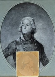 Porträt des Generals Louis Lazare Hoche (1768-1797). Darunter Porträt von Anacharsis Cloots (1755-1794), Abgeordneter des Nationalkonvents. 18. Jahrhundert. Versailles, Musée Lambinet