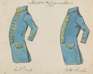 Seitenansicht von zwei Marinejacken; Meister und Kommandanten
