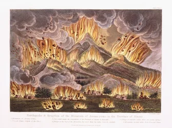 Erdbeben und Ausbruch des Berges Asama-yama in der Provinz Sinano, 1822