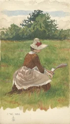 Frau sammelt Strandgras 1.VIII.1886, 1886