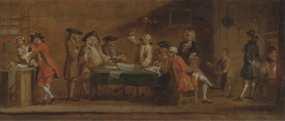 Figuren in einer Taverne oder einem Kaffeehaus