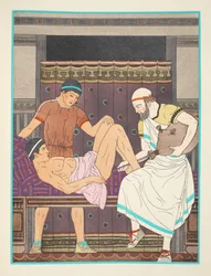 Bei einem Einlauf, Illustration aus „Die Werke des Hippokrates“, 1934