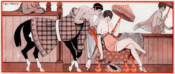 Was war, in der olympischen Periode, Le Prix de Diane - Der Tipp der Jockeys - Illustration aus la Vie Parisienne, 1927
