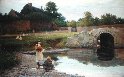 Spielen an der alten Brücke
