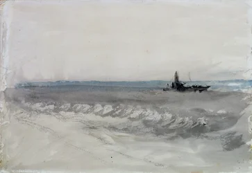 Graues Meer, Boot läuft auf Grund, ca. 1840