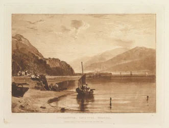 Inverary Pier, Loch Fyne, am Morgen (Liber Studiorum, Teil VII, Tafel 35)