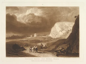 Martello-Türme bei Bexhill, Sussex Liber Studiorum, Teil VII, Platte 34, Juni 1811