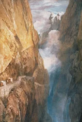 Überquerung des St. Gotthard von der Teufelsbrücke aus, 1804