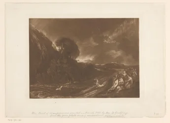 Stürmische Landschaft mit Flut und Ertrinkenden