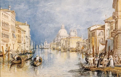 Der Große Kanal, Venedig, mit Gondeln und Figuren im Vordergrund, ca. 1818