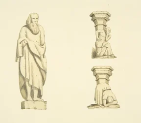 Figur und zwei Konsolen in Nischen des Turms der St. Mary Redcliffe